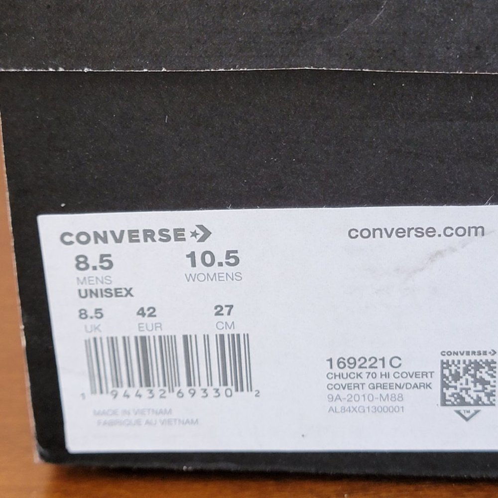 Converse X Carhatt WIP Chuck 70 Hi Camouflage 169221C Covert Green Size 8.5 NWB - Picture 13 of 13